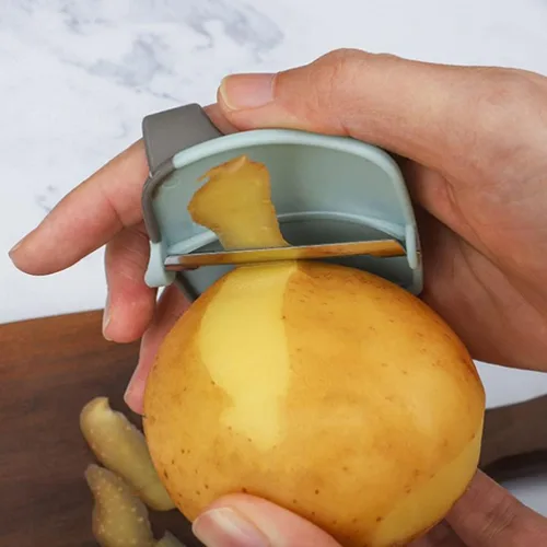 Miniatura 2 de HEMOTON 3 unids dedo melón rallador Veg Peeler Face Raspador Herramienta Pelador de patatas Dedo Pelador Naranja Patata Raspador Multifunción Palma