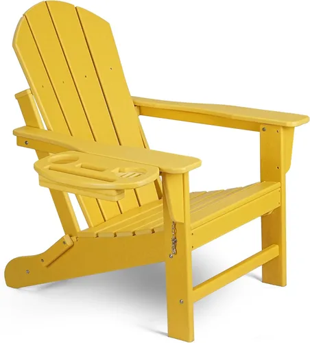 Miniatura 30 de NAVINE Juego de 2 sillas Adirondack plegables de polietileno de alta densidad con portavasos multifuncional, resistente a la intemperie, para Blanco