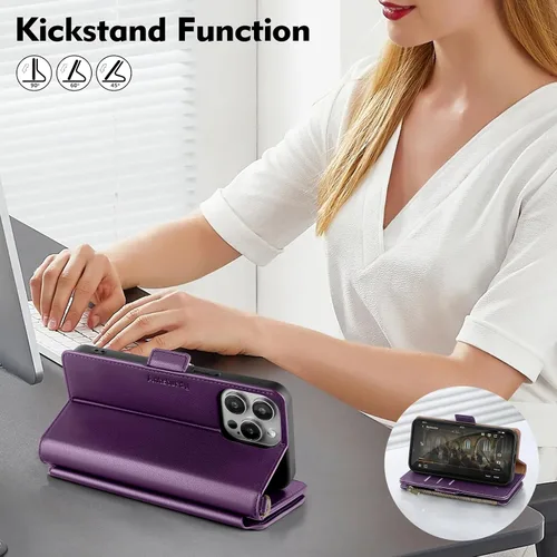 Miniatura 5 de Antsturdy Funda tipo cartera compatible con iPhone 11 Pro Max, funda de piel sintética con bloqueo RFID, funda para teléfono para mujeres y hombres