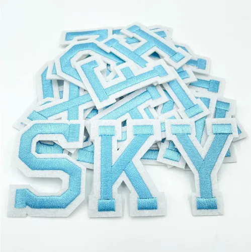 Miniatura 30 de Jongdari Parches para planchar con letras y números para ropa, parches de alfabeto bordado de 2" para chaqueta Letterman A-Z y apliques 0-9 para Rojo