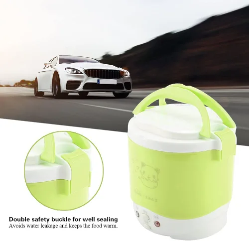 Miniatura 7 de Fdit Olla arrocera, 12 V, 100 W, 1 L, portátil, multifuncional, verde, material de polipropileno de grado alimenticio, para automóvil y hogar