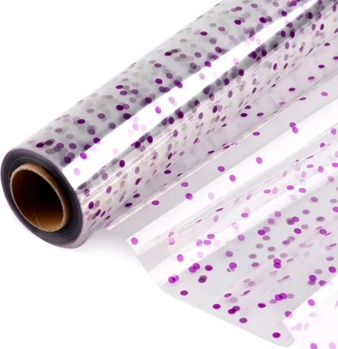 Miniatura 13 de CMFYHM Rollo de Envoltorio de Celofán Transparente (34" x 120 Pies) 3Mil Celofán de Lunares Rojos, Rollo de Envoltorio de Celofán para Regalos
