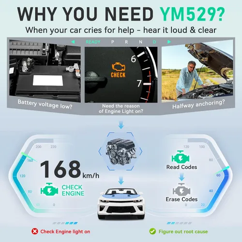 Miniatura 3 de AMTIFO Herramienta de diagnóstico Bluetooth con escáner OBD2, compatible con iOS/Android, datos en tiempo real, probador de batería, Plug and Play