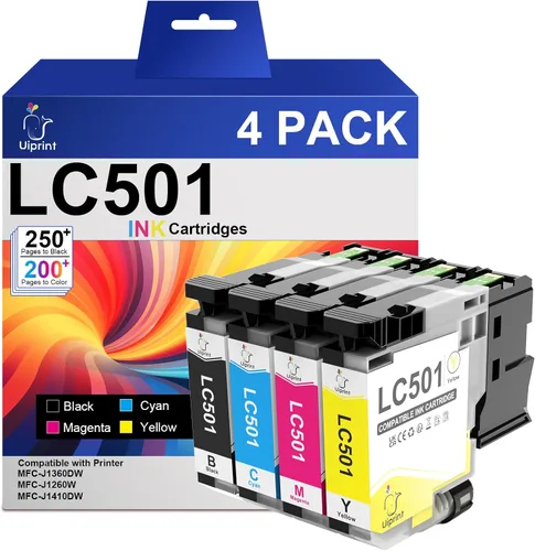 LC501 - Cartuchos de tinta de repuesto para impresoras Brother LC501XL Serie LC501 compatibles con impresora Brother MFC-J1360DW MFC-J1410DW
