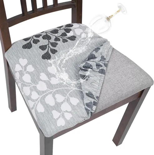 Miniatura 23 de SearchI Fundas de Asiento para Sillas de Comedor Elásticas con Estampado Juego de 6 Fundas de Asiento de Silla, Protector de Cojín de Silla Tapizada