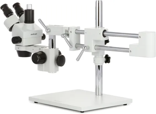Miniatura 4 de AmScope Microscopio de zoom estéreo trinocular profesional SM-4T, oculares WH10x, aumento 7X-45X, objetivo de zoom 0.7X-4.5X, iluminación ambiental