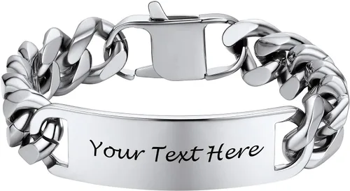 PROSTEEL Pulsera de acero inoxidable para hombres y mujeres, elegantes pulseras de eslabones cubanos, chapado en oro negro de 18 quilates, ancho