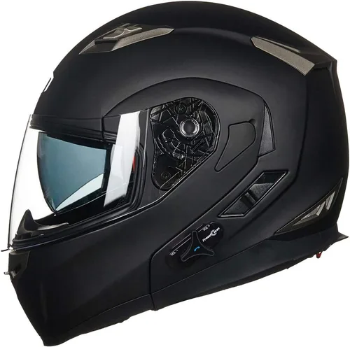Miniatura 17 de ILM - Casco de motocicleta modular con visera solar abatible, Bluetooth integrado, intercomunicador, Mp3 Modelo 953/953 PRO Rojo