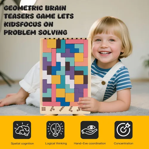 Miniatura 2 de Rompecabezas de madera apilable, rompecabezas de bloque ruso 3D, juego de mesa educativo Montessori, regalo para niños y niñas, bloques apilables