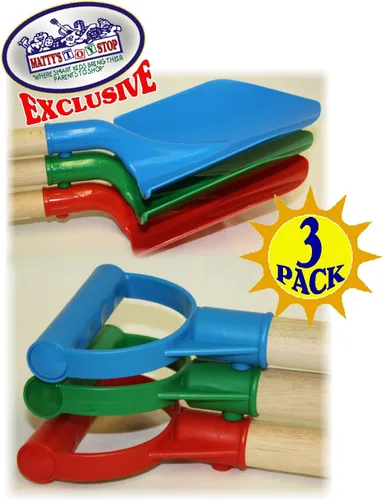 Miniatura 7 de Matty's Toy Stop Palas de arena de madera resistente de 31 pulgadas con pala y mango de plástico (rojo, azul y verde) paquete completo de regalo