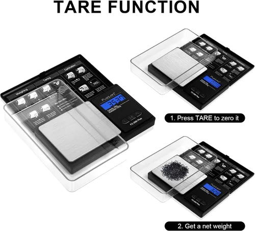 Miniatura 4 de Báscula digital de bolsillo de Fuzion, precisión de 0.01 gramos, báscula mini de 200g, báscula pequeña para alimentos, joyería, hierbas, especias