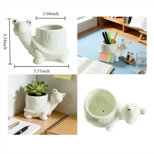 Miniatura 4 de Maceta de cerámica para plantas pequeñas de interior, maceta multiusos para suculentas, soporte para bolígrafos de escritorio, organizador