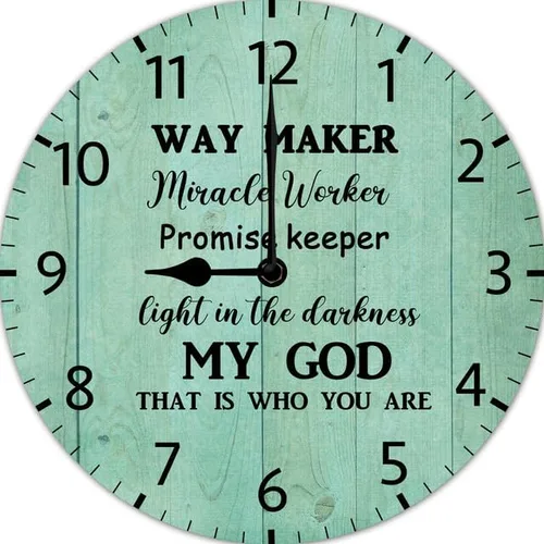 Miniatura 7 de Reloj de pared cristiano Way Maker Reloj milagroso para trabajador con cita religiosa, reloj de madera cristiano inspirador con frase inspiradora