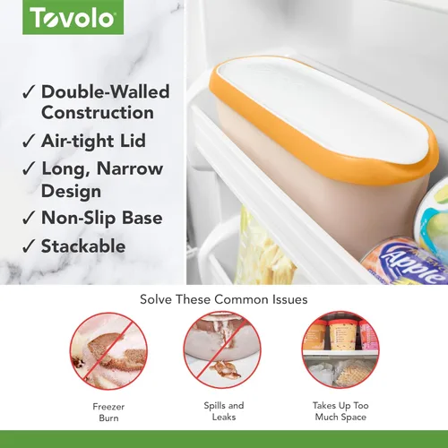 Miniatura 3 de Tovolo Recipientes de helado para helado casero Orange Crush, Glide A Scoop Tub para helado reutilizable, 1.5 cuartos de galón de capacidad, sin