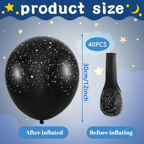 Miniatura 2 de Deekin 40 globos metálicos de 12 pulgadas con temática de galaxia, globos de látex para el espacio exterior, planeta, temática de astronauta