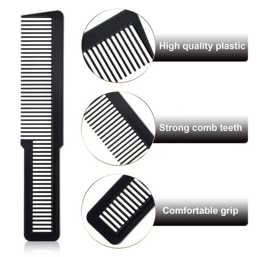 Miniatura 3 de Patelai Peine de corte de pelo de 10 piezas para peluquería de dientes finos para peluquería para peluquería en el hogar, peluquería (negro)