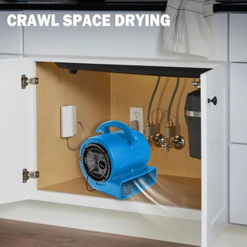 Miniatura 9 de MOUNTO Ventilador Air Mover de 1/5 hp de 800 cfm, ventilador de secado de pisos, motor de aire compacto de 3 velocidades con doble salida, cable