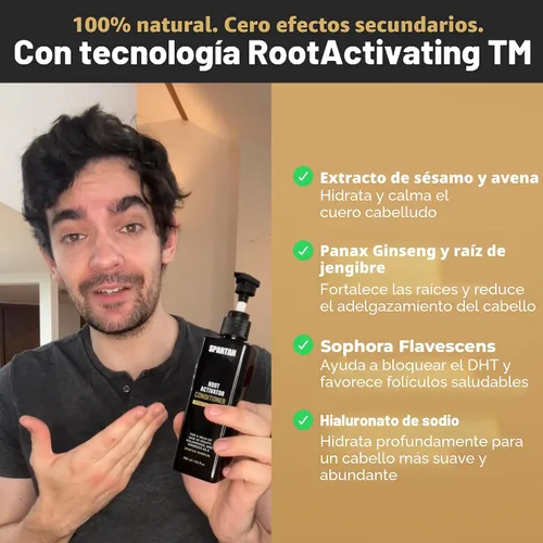 Miniatura 5 de SPARTAN™ Acondicionador Activador de Raíces para Hombre - Acondicionador para el Crecimiento del Cabello, Hidratante para Cabello Grueso