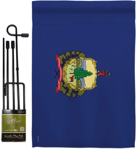 Miniatura 10 de Juego de banderas de jardín Vermont con clavija de madera, estados americanos, territorios americanos, república, país, área particular, pequeño