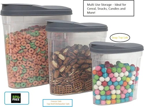 Miniatura 2 de Paquete de 2 recipientes herméticos medianos para almacenamiento de alimentos, 5 tazas (60.87 onzas), dispensadores sin BPA para aperitivos