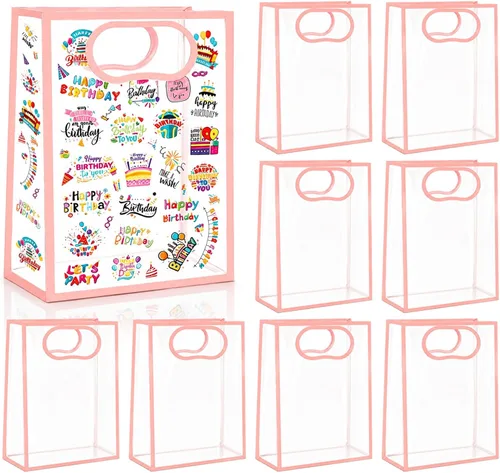Miniatura 9 de SHIPKEY Bolsas de regalo transparentes de 9.4 x 5.9 x 3.1 pulgadas, pequeña bolsa de regalos para cumpleaños, boda, fiesta, bolsa de regalos