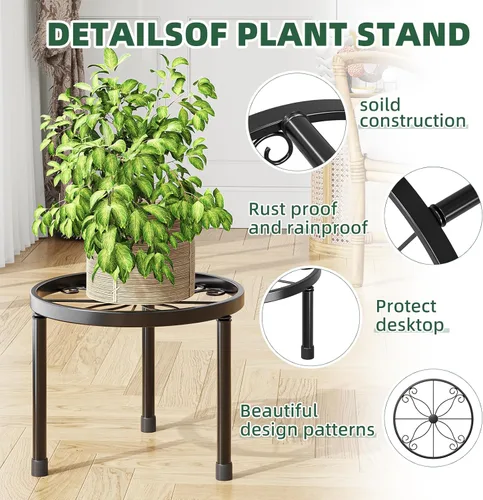 Miniatura 4 de Simple Trending Soporte de metal para plantas de interior y exterior, soporte resistente para macetas de flores, de hierro antioxidante, soporte