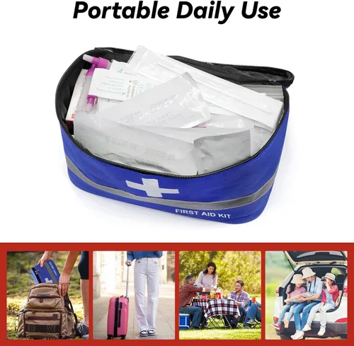 Miniatura 3 de Faylapa Bolsa vacía de primeros auxilios, 10.2 x 5.5 x 5.5 pulgadas, bolsa portátil de almacenamiento médico de primeros auxilios para exteriores