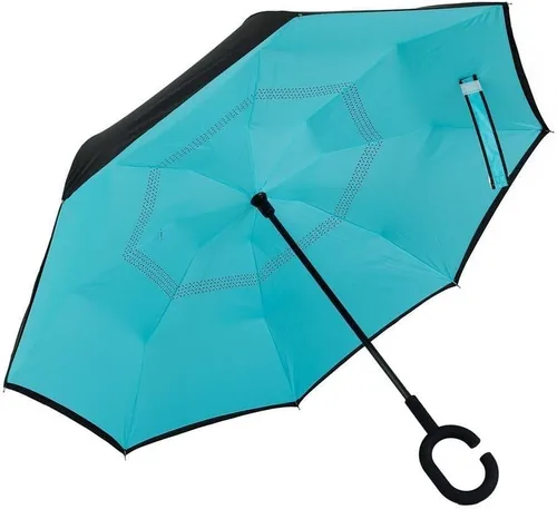 Miniatura 7 de Owen Kyne - Paraguas reversible y plegable de doble capa a prueba de viento, con soporte propio de diseño invertido, protección contra la lluvia