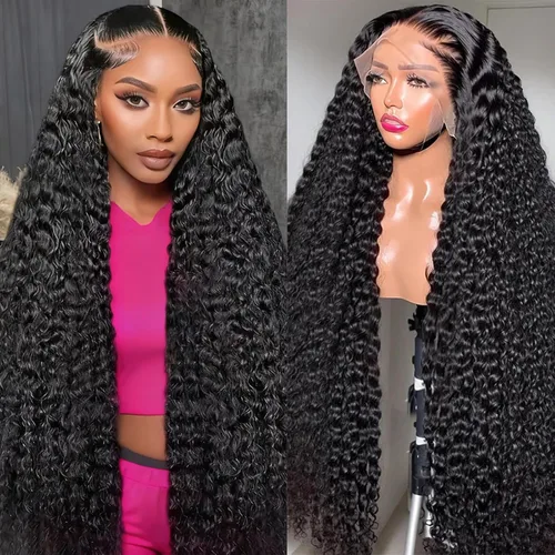 Miniatura 6 de Pelucas de cabello humano ondulado profundo con encaje frontal HD de 13 x 4 pulgadas, peluca de cabello humano rizado de densidad 200 para mujer