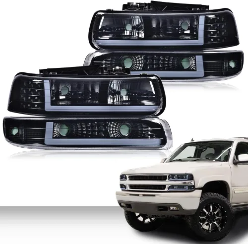 Miniatura 19 de G-PLUS - Juego de faros delanteros compatible con Chevy Silverado 1500 2500 & HD 3500 1999-2002/Compatible con Chevy Suburban/Tahoe 2000-2006, faros
