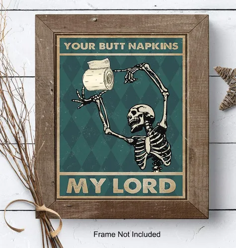 Miniatura 8 de Your Butt Napkins My Lord - Divertida decoración de pared de baño - Decoración de esqueleto - Arte gótico para pared de baño - Decoración de baño