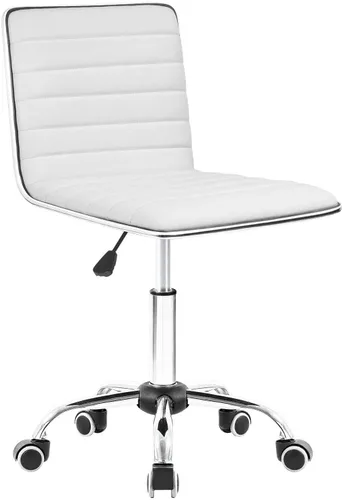 Miniatura 3 de Homall Moderno escritorio de oficina con respaldo bajo ajustable y acanalado sin brazos para escritorio de oficina giratorio de cuero con ruedas