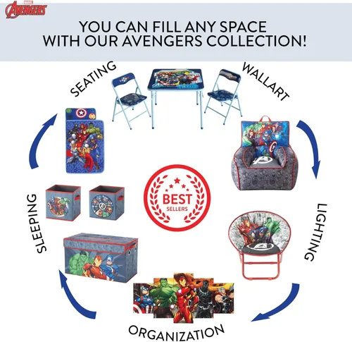 Miniatura 8 de Marvel The Avengers - Juego de soluciones de almacenamiento de 4 piezas con cesta desplegable, baúl de almacenamiento plegable y 2 contenedores
