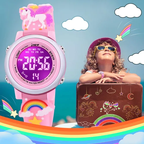 Miniatura 5 de Relojes impermeables de dibujos animados 3D para niñas con alarma, los mejores regalos de juguetes para niñas de 3 a 12 años