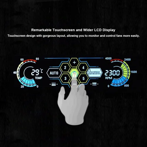 Miniatura 5 de Controlador de ventilador con monitor de temperatura, control automático de velocidad, LCD, panel frontal táctil de 5,25" de 5 canales