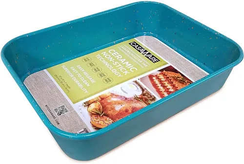 Bandeja casaWare con revestimiento de cerámica antiadherente para lasaña o para asar, 13 x 10 x 3 pulgadas., azul Granite