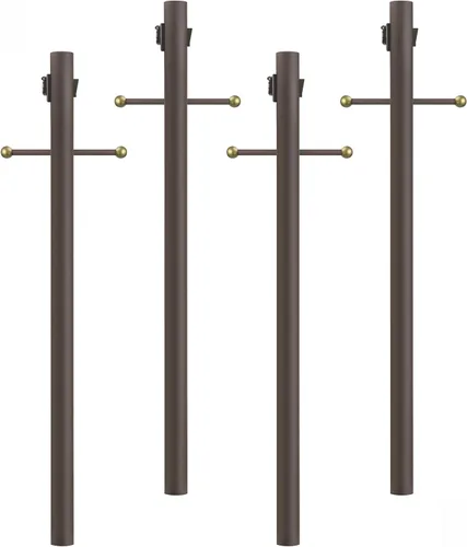 Miniatura 10 de Solus Poste de lámpara de entierro directo de 7 pies, poste de luz de aluminio para exteriores con brazo cruzado decorativo, sensor de atardecer a