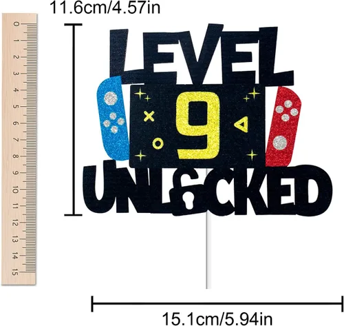Miniatura 5 de Decoración para pastel de videojuegos desbloqueada de nivel 9 – Nivel 9 desbloqueado impresionante 2013 decoración de pastel de cumpleaños