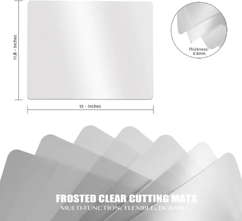 Miniatura 2 de Fotouzy Juego de 7 tablas de cortar de plástico, alfombrillas de corte flexibles transparentes esmeriladas, sin BPA, no porosas, aptas