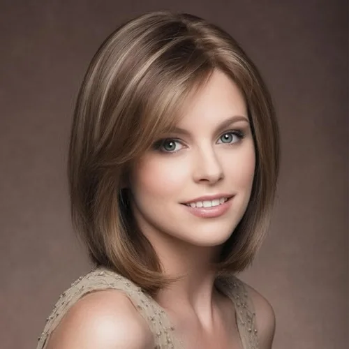 SEVENCOLORS Pelucas cortas de cabello sintético con flequillo lateral y rubio mezclado para mujeres blancas, longitud al hombro, pelucas de cabello