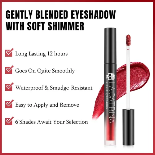 Miniatura 3 de Sombra de ojos metálica líquida roja, delineador de ojos brillante, brillo de alto pigmento, secado rápido, impermeable, de larga duración