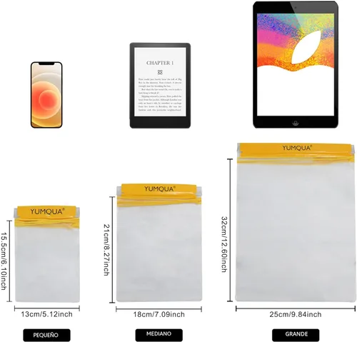 Miniatura 2 de YUMQUA Bolsa impermeable transparente, bolsa impermeable para documentos, soporte para pasaporte, funda hermética para mapas, bolsa impermeable a