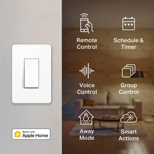 Miniatura 3 de Kasa Apple HomeKit - Interruptor de luz inteligente KS200, un solo polo, requiere cable neutro, interruptor de luz Wi-Fi de 2.4 GHz, funciona