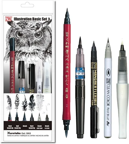 Kuretake Zig Inktober - Juego de bolígrafos para ilustración, dibujo de manga, letras y caligrafía, artista profesional, fabricado en Japón (Básico