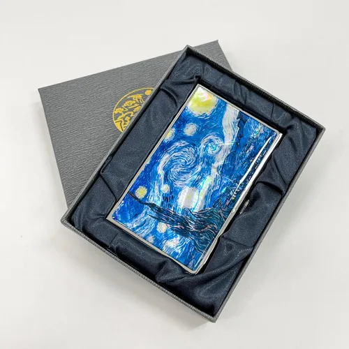 Miniatura 5 de Tarjetero de madreperla para tarjetas de presentación, cédula de identidad, tarjetas de crédito, tarjetero de viaje de metal de acero inoxidable