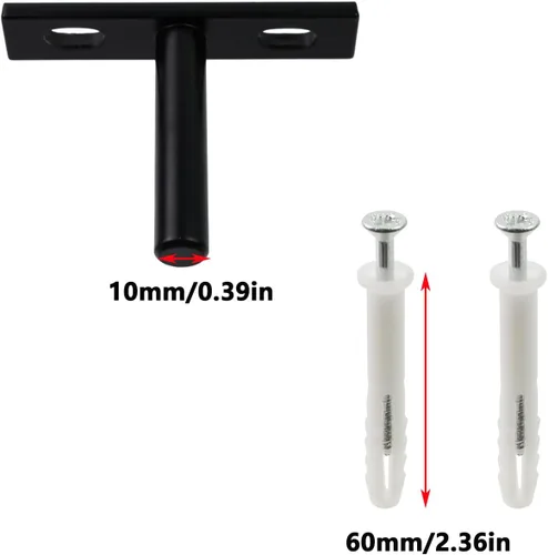 Miniatura 3 de Antrader Soporte de Estante Flotante Negro, 4 Piezas Soportes Ocultos de Estante de 2 Pulgadas Soporte Ciego de Estante Soportes Ocultos