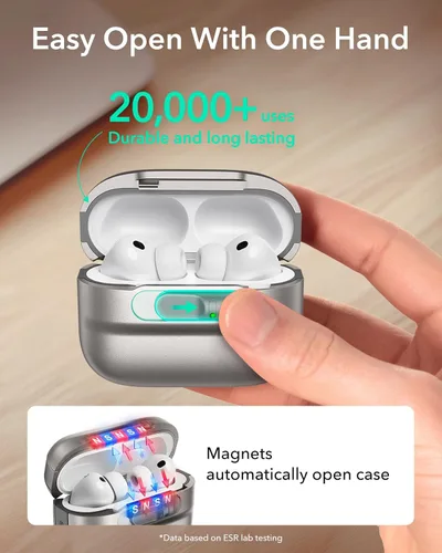 Miniatura 5 de ESR Funda para AirPods Pro (2023/2022/2019, 2ª/1ª generación), compatible con Airpods Pro 2 (cable USB-C/Lightning), listo para MagSafe, bloqueo