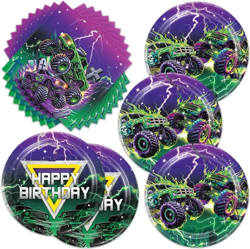 Miniatura 11 de 40 Piezas Decoraciones de Fiesta de Cumpleaños de los Años 80 Platos Vajilla Temática de los Años 80 Incluye Platos de Papel Servilletas para 20