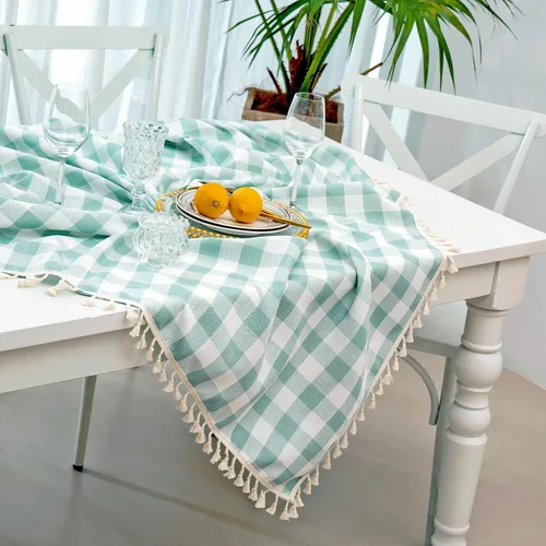 Miniatura 3 de Midsummer Breeze - Mantel a cuadros cuadrado de mezcla de algodón y colección Gingham, ideal para cocina, restaurante, casa de campo, decoración