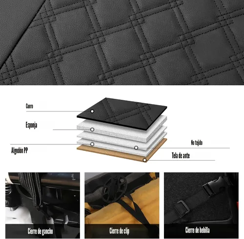 Miniatura 7 de CAROMOP Juego completo de fundas de asiento de automóvil de cuero PU de lujo, protectores de asiento impermeables con fundas de asiento de banco